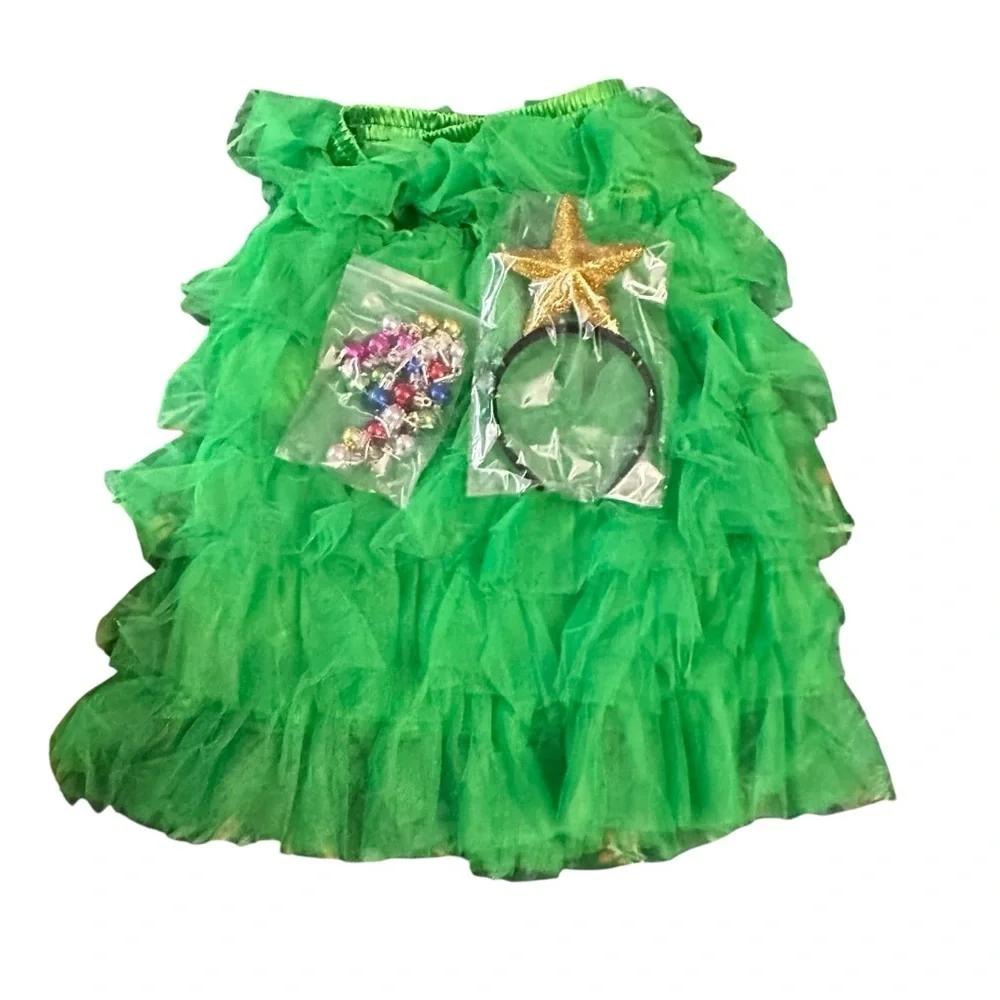 Festive Green Layered Skirt